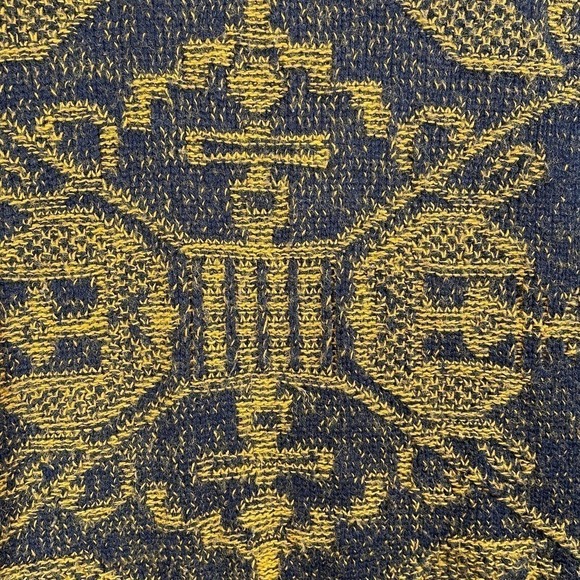 Vintage Adele Knitwear Women's Grandma Sweater Gold Abstract Print Acrylic See - Picture 2 of 7